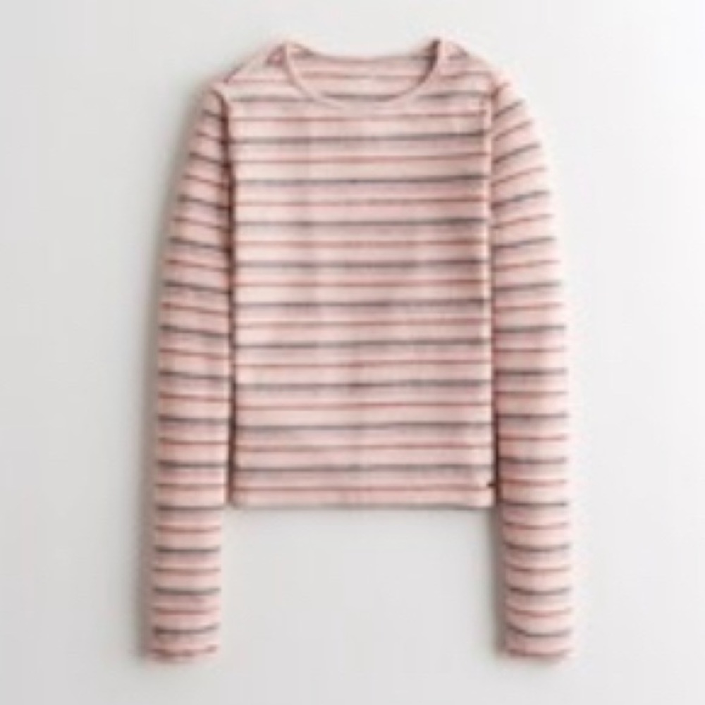 Hollister Must Have Baby Tee Pink Striped size XS